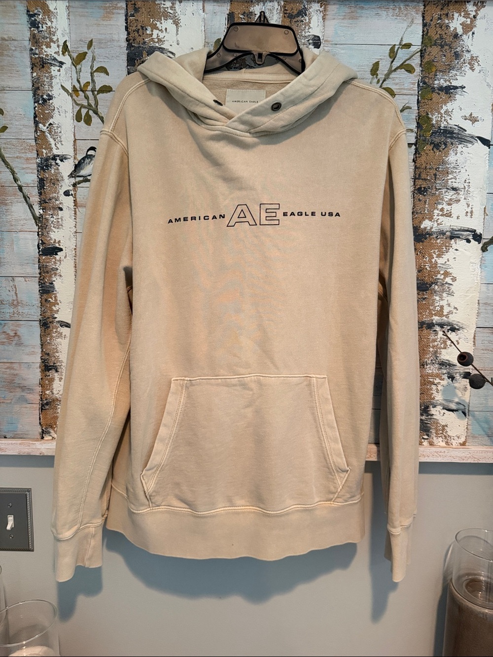 American Eagle Beige AE Pullover Hoodie